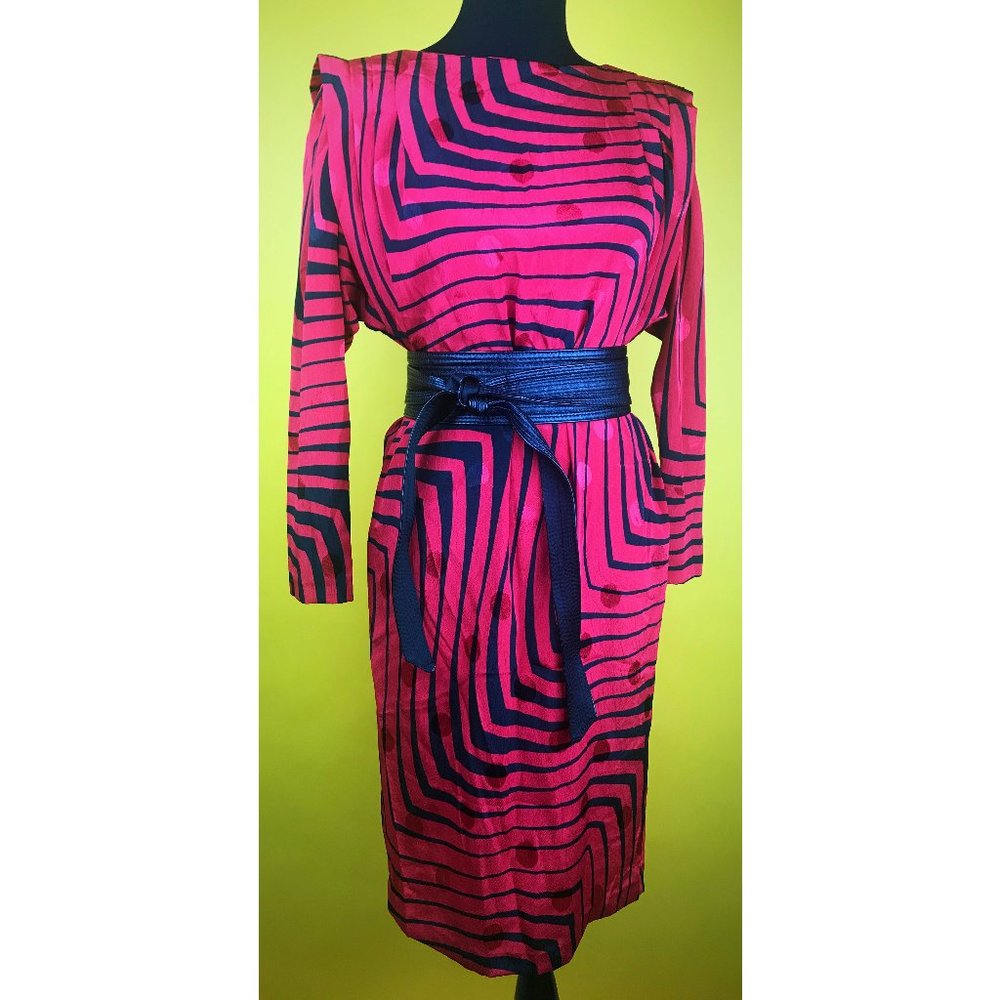Vintage J.S.J. Red/Black Swirl Dress